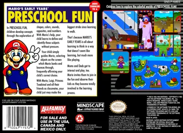 Mario's Early Years - Preschool Fun (USA) box cover back